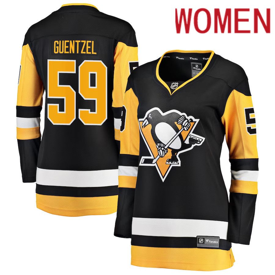 Women Pittsburgh Penguins #59 Jake Guentzel Fanatics Branded Black Home Premier Breakaway Player NHL Jersey